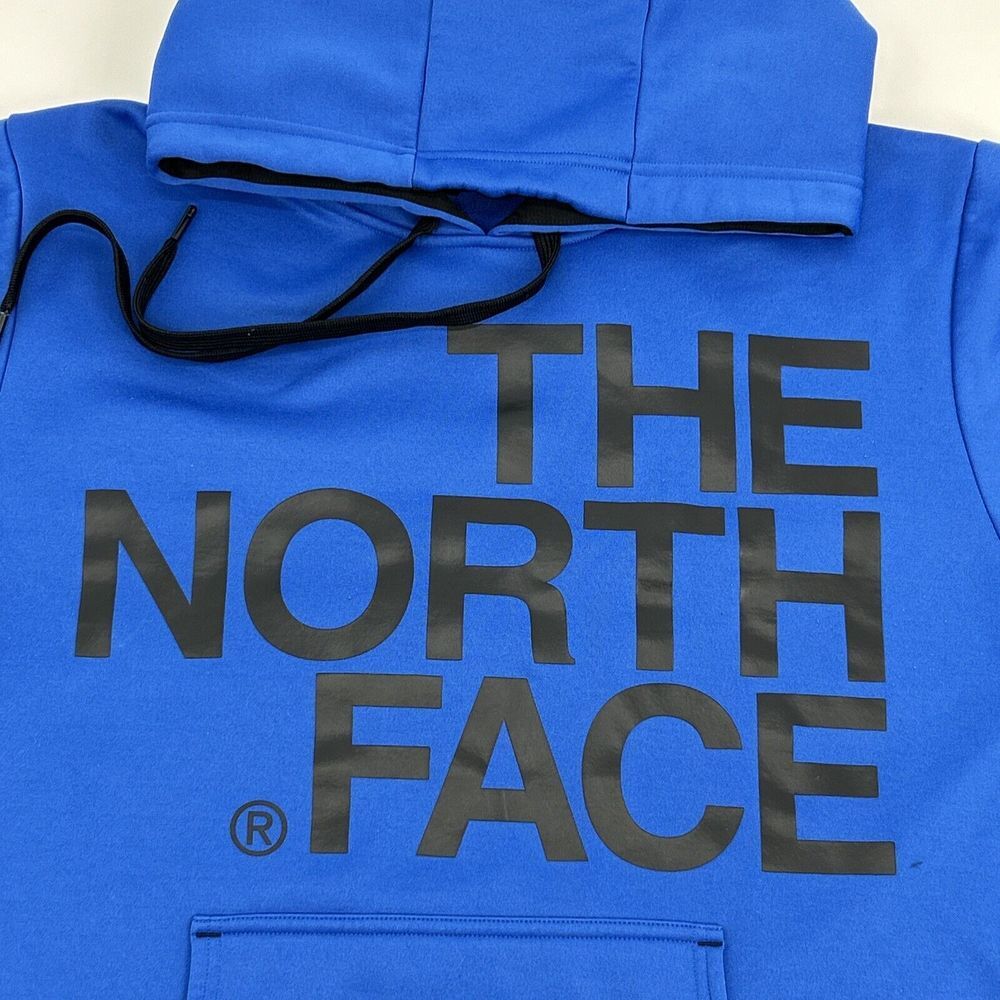 The North Face Hoodie Men XL‎ Blue Pullover Pocket Big Logo Fleece Sweatshirt - Picture 2 of 13
